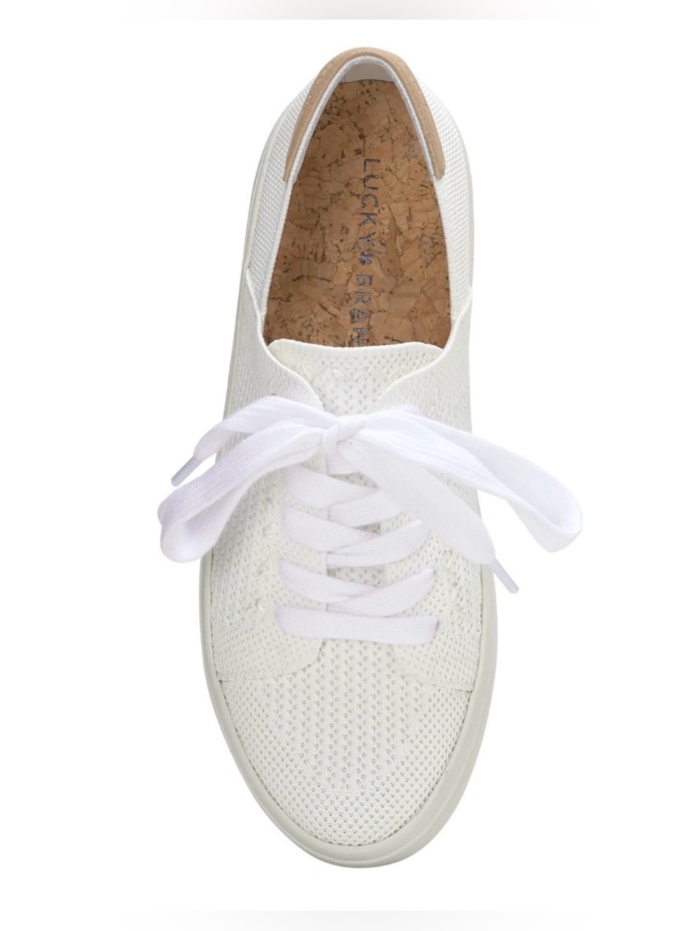 Lucky Brand White Knit Slingback Lace-Up Women's Sneakers - Picture 3 of 6
